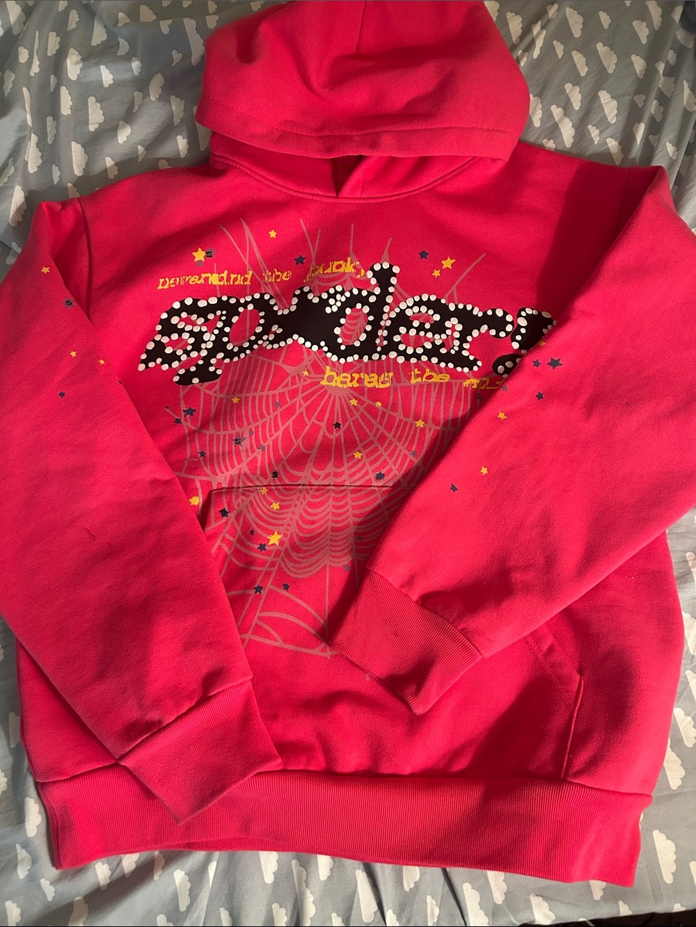 Pink Spiderweb Graphic Pullover Hoodie